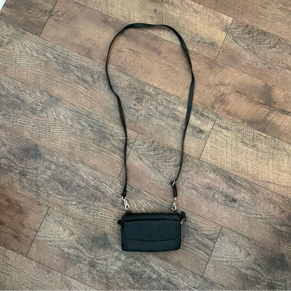 Ameri Leather Crossbody Small Purse Black Detacha… - image 2